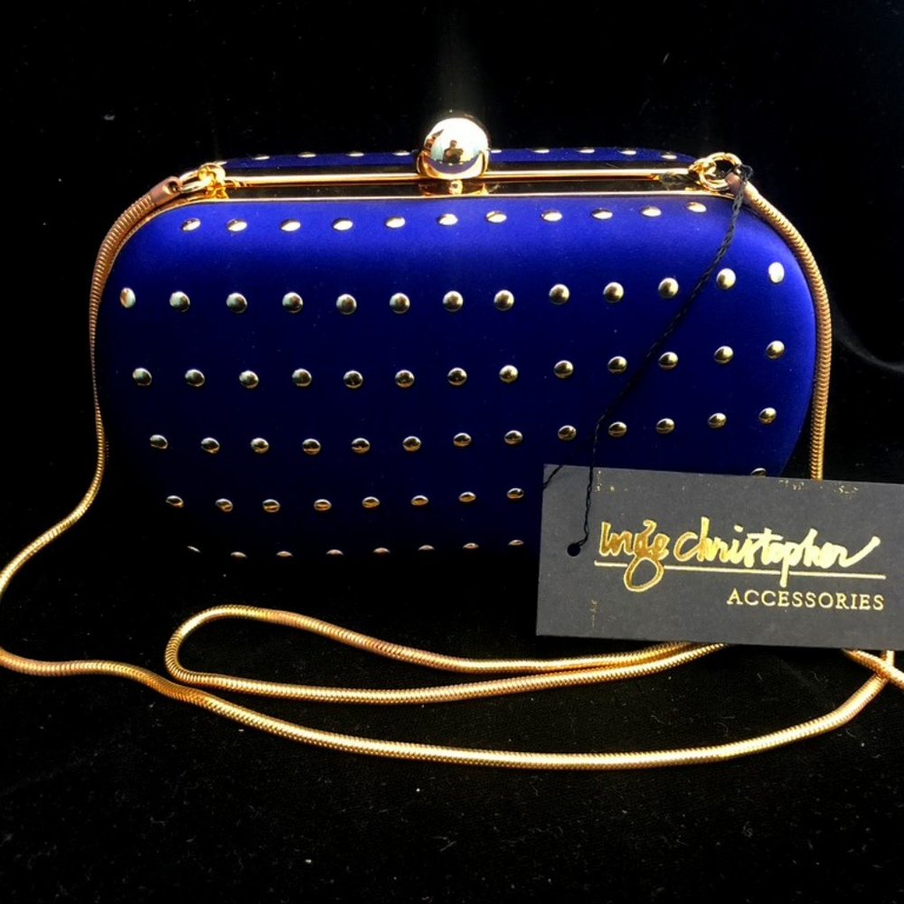 Inge Christopher Blue Gold Palermo Clutch